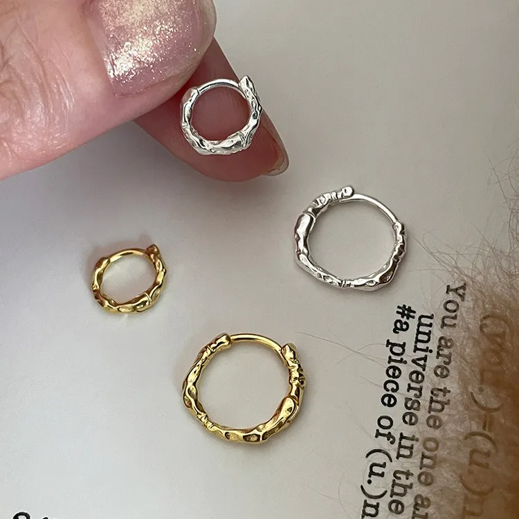 ERBAN/耳伴 925银耳饰 纯银耳骨钉冷淡风不规则简约小耳圈耳钉女