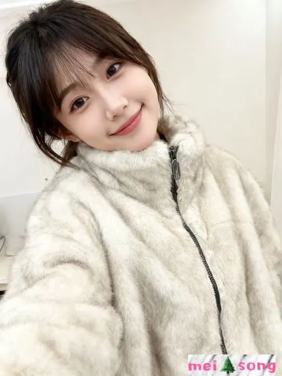 【北极】短款仿貂毛棉服帽子可拆卸
