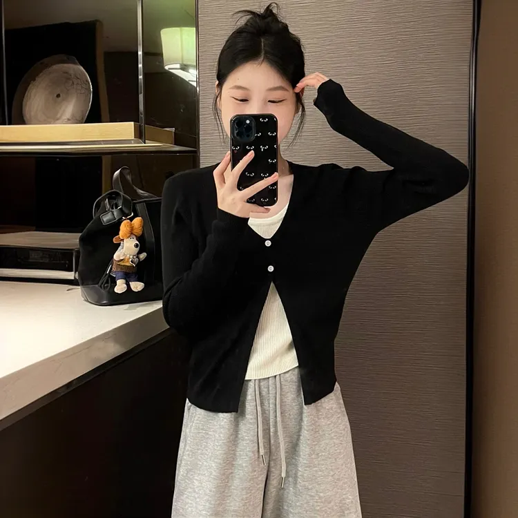 【现货】韩系穿搭假两件针织衫女2025新款时尚洋气显瘦百搭早秋上衣