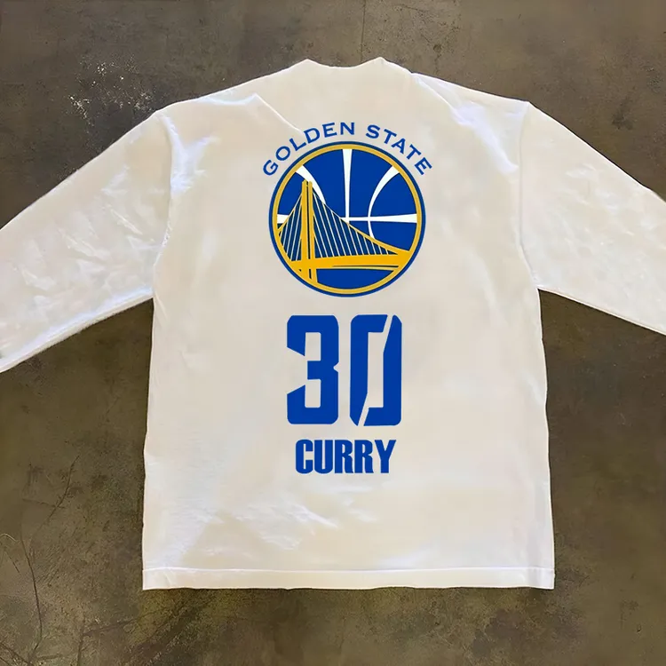 260G重磅纯棉美式嘻哈百搭印花男款上衣复古休闲圆领螺口长袖T恤