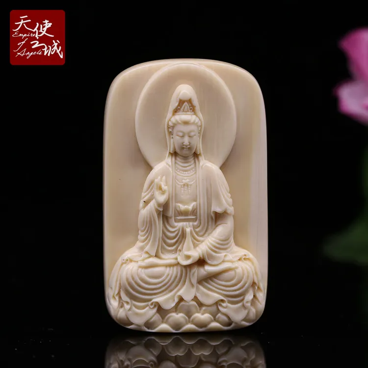 天然猛犸象牙净瓶观音吊坠