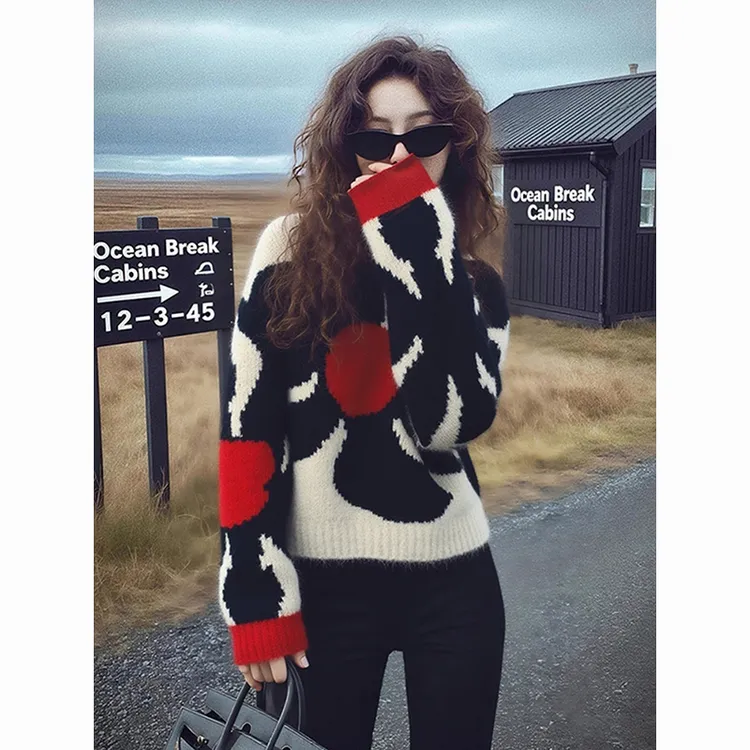 2025秋法式独特别致绝美设计感小众不撞款高级感超好看花朵毛衣女