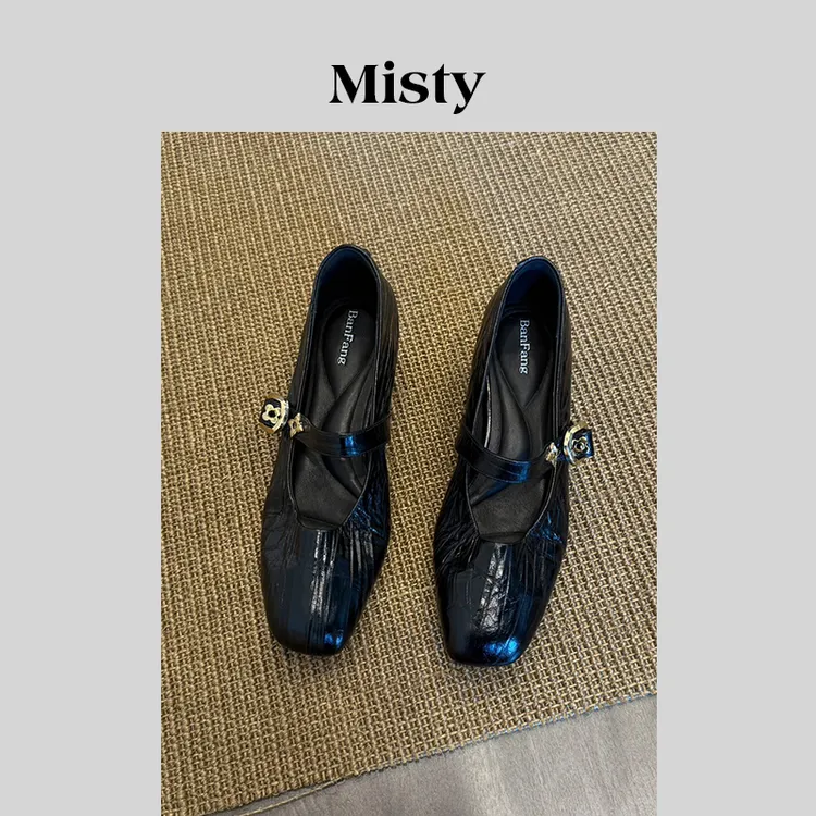 Misty森屿女鞋|34-40码|3-4.5cm|琥珀流光黑简约低跟时尚单鞋女