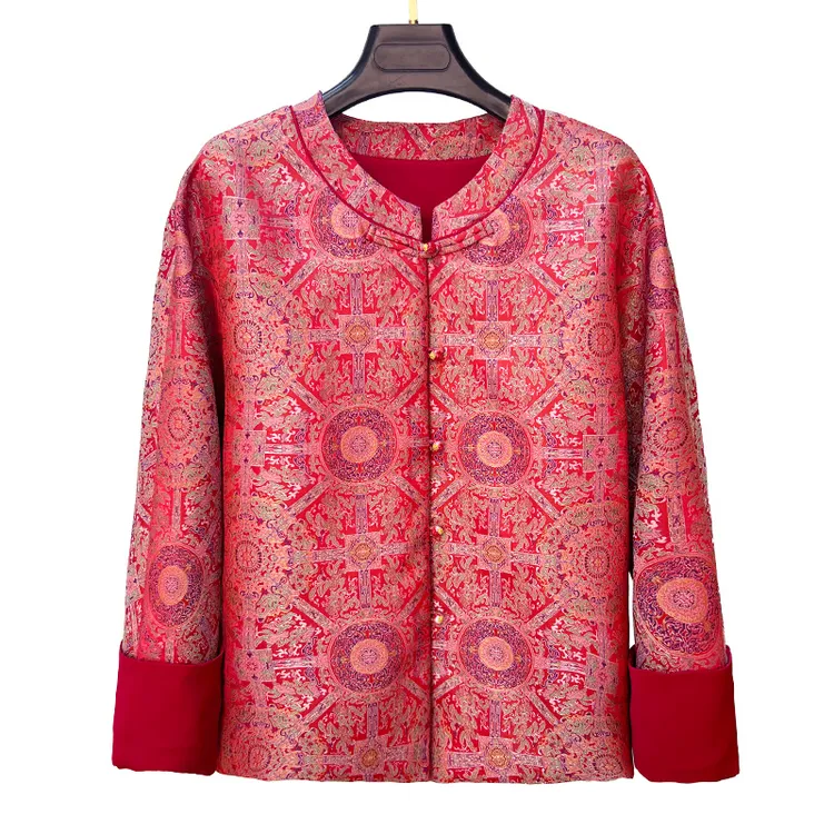 红色新年战袍新中式国风外套2025新年拜年服女国风唐装外套上衣