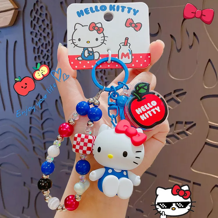 正版三丽鸥KT猫公仔手链钥匙扣包包挂件情侣公仔钥匙链挂饰小礼品