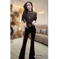 【YING FASHION】莹老板-时尚气质百搭条钻拼纱毛衣 8021000