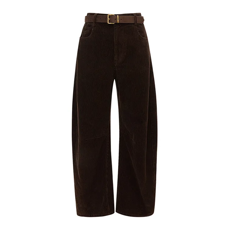 【商场同款新品】dzzit地素休闲裤25冬棉质灯芯绒阔腿裤女3J4Q401