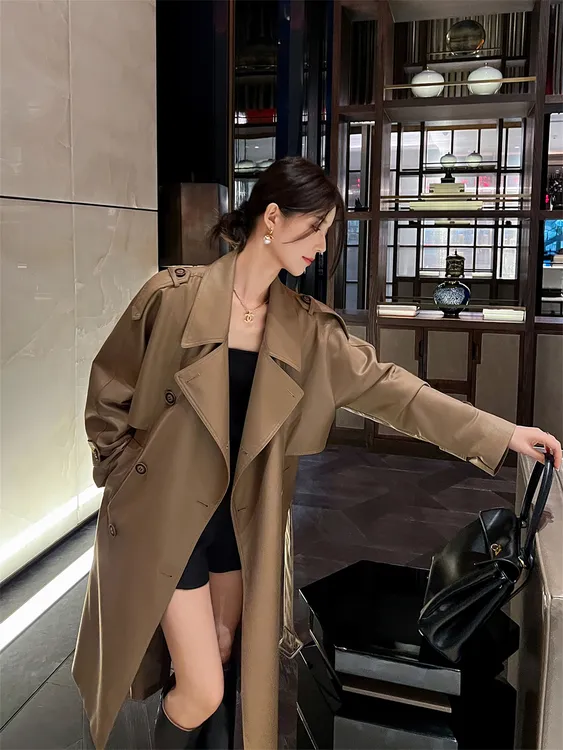 风衣外套女中长款2025春秋季韩系新款英伦风高级感宽松卡其色大衣