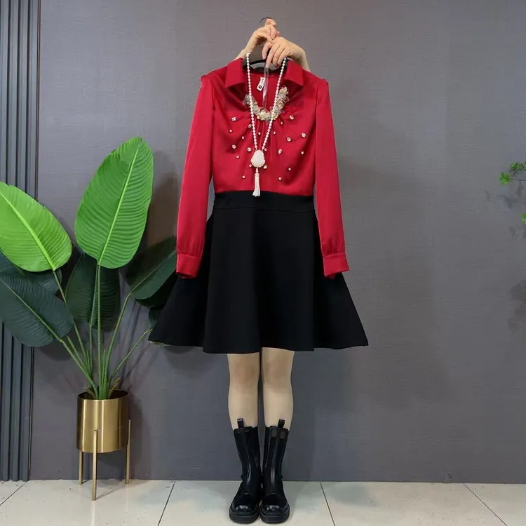 欧货法式通勤风连衣裙女2025新款衬衫半身裙高级感气质显瘦连衣裙