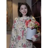 梦中情花！康塞尼加厚山羊浮雕花毛衣！（520-590g）80050