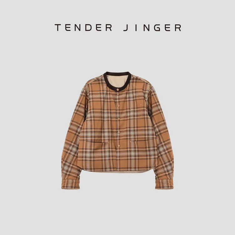 Tender Jinger｜线下专供 两面穿格纹棉服短款外套T54AAS344A
