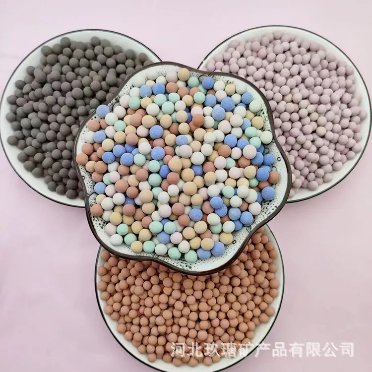 现货供应彩色电气石陶瓷球用于水处理及坐垫床垫填充有多种粒径规