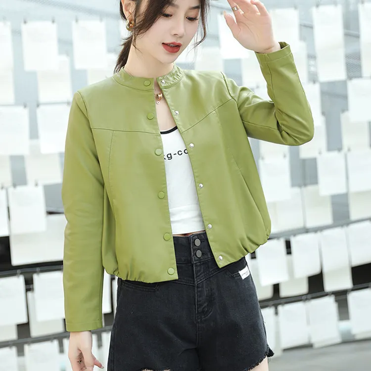 宽松洋气皮衣女夹克短款外套秋冬港风气质时尚小个子休闲PU机车服