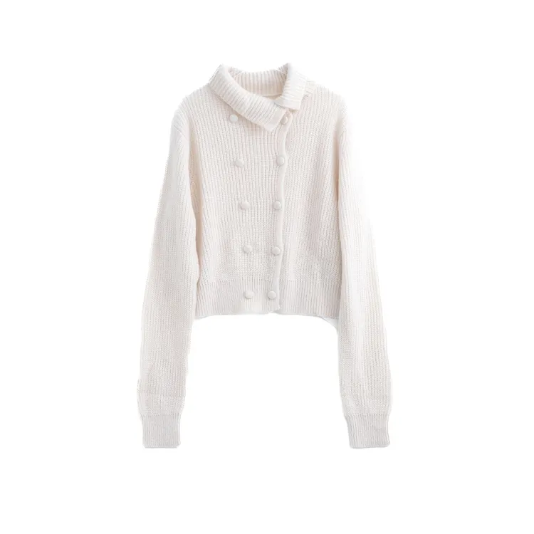 媛媛 【纽伦港暖秋】早秋韩系立领慵懒风针织时尚毛衣#M0542