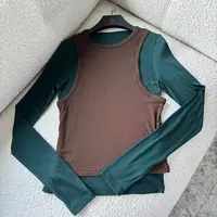 GULINA/娜姐设计师经典垫肩百搭长袖真俩件T恤女68129