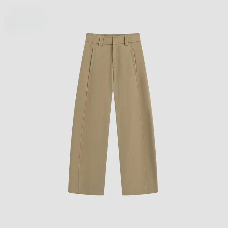 美式通勤百搭高腰弯刀休闲裤女2025春秋季复古宽松显瘦直筒阔腿裤