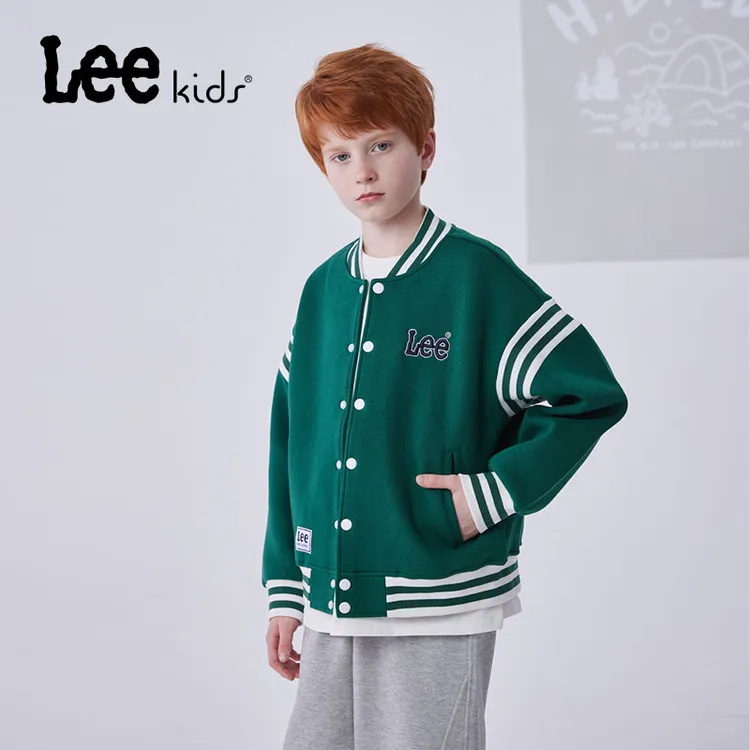 Leekids美式复古毛巾绣棒球服男童女童加厚街头潮牌夹克外套童装