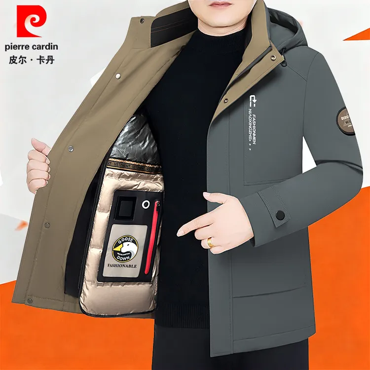 皮尔卡丹商务加厚羽绒服冬季轻薄式中年男士外套户外保暖工装韩版