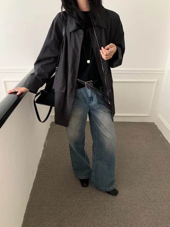 中长版百搭风衣外套