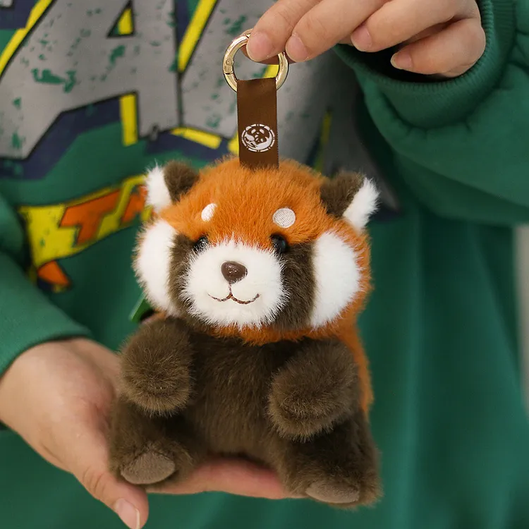 正版仿水貂毛棕小熊猫布条小挂件毛绒玩具公仔成都基地同款质量好