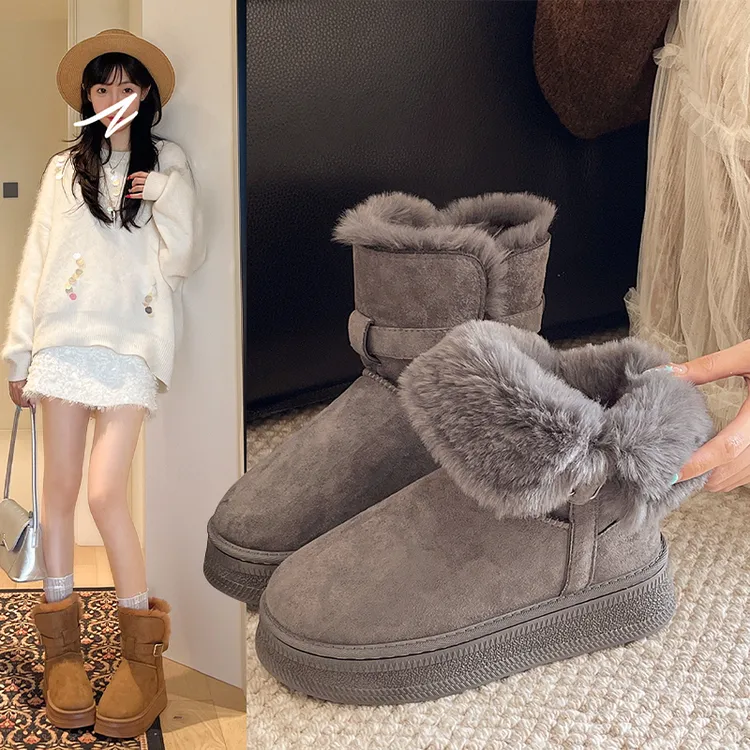 厚底时尚雪地靴女2025冬季新款女靴加厚保暖东北中长筒靴抗寒棉靴