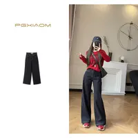 【PGXIAOM】润秀定制丹宁色牛仔阔腿裤(有弹力)KZ6318