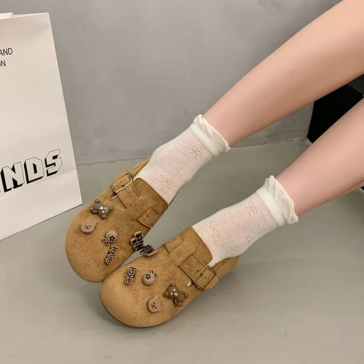 内增高勃肯鞋女一脚蹬赖人鞋2025新款秋季厚底软底豆豆鞋乐福单鞋