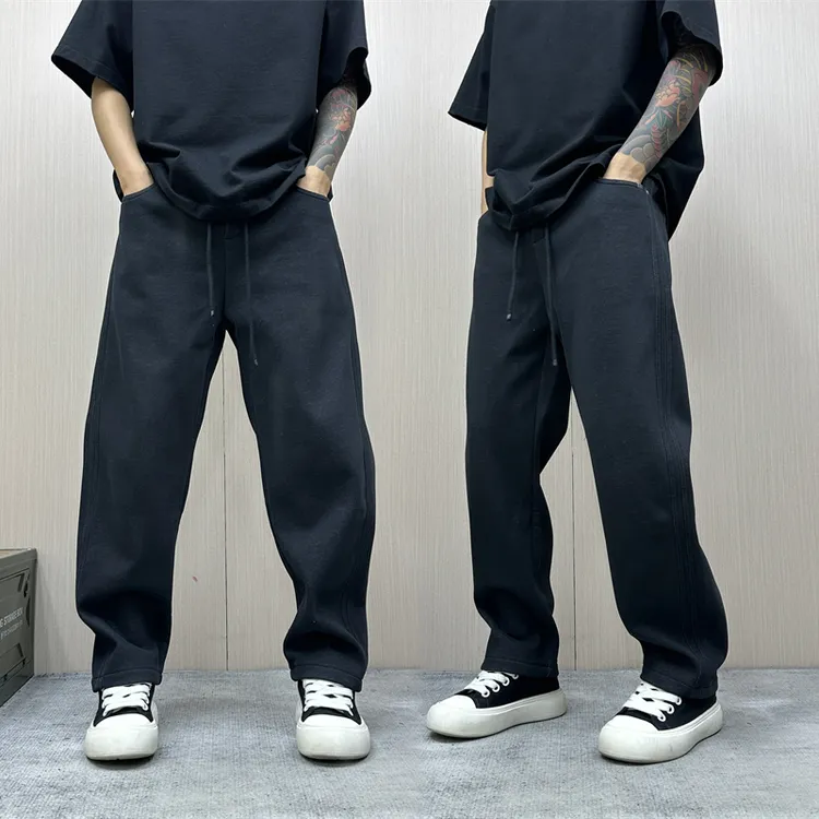 昊Studio冬季男士加绒直筒加绒百搭直筒潮流风爆款时尚痞帅休闲裤