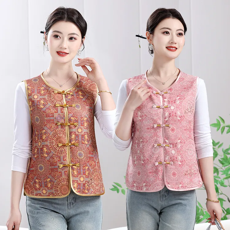 新中式国风马甲女士春秋2025新款春季高级感马夹妈妈坎肩唐装外套