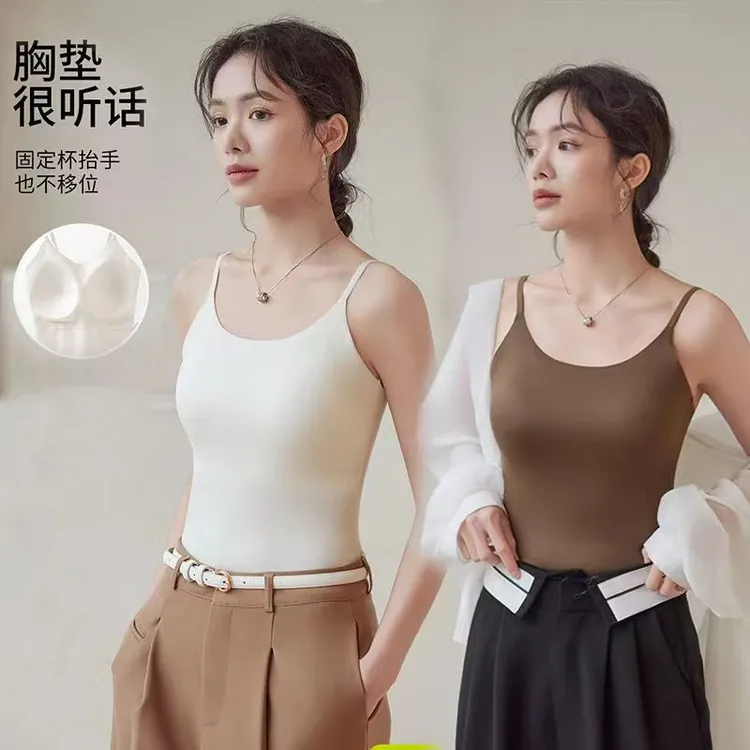【高端定制】薄款无钢圈法式夏季夏装美背背心女士小众吊带文胸一体