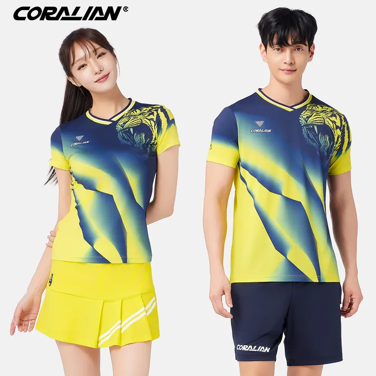 可莱安羽毛球服女2025新品男女透气速干上衣短袖比赛运动队服