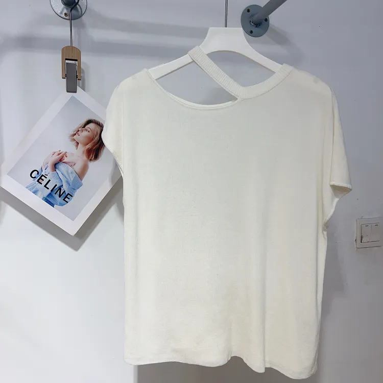 气质百搭纯欲挂脖斜肩设计款针织上衣女2025夏季新款