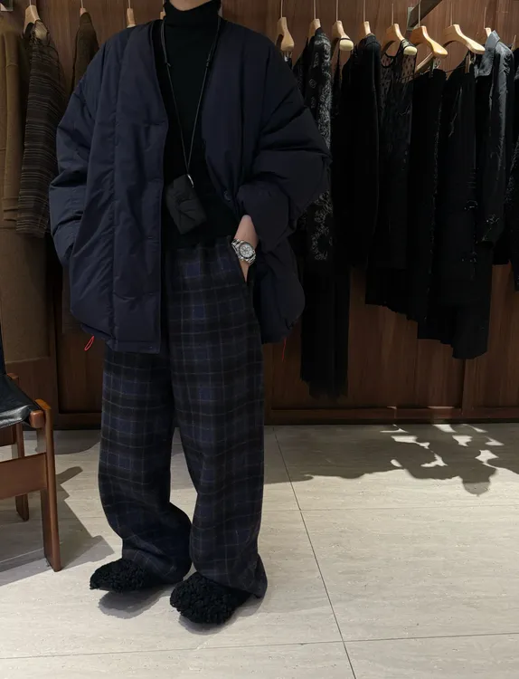 【三醋酸道袍】三醋酸90白鸭绒撞色抽绳V领羽绒外套  J25WT920