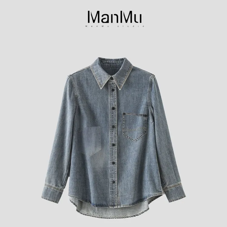 满目ManMu【张琪专属】秋季纯棉时尚休闲百搭衬衫350139