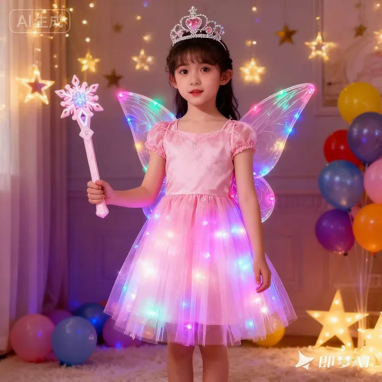 冰雪奇缘皇冠魔法棒精灵翅膀套装艾莎公主发光女孩翅膀生日礼物