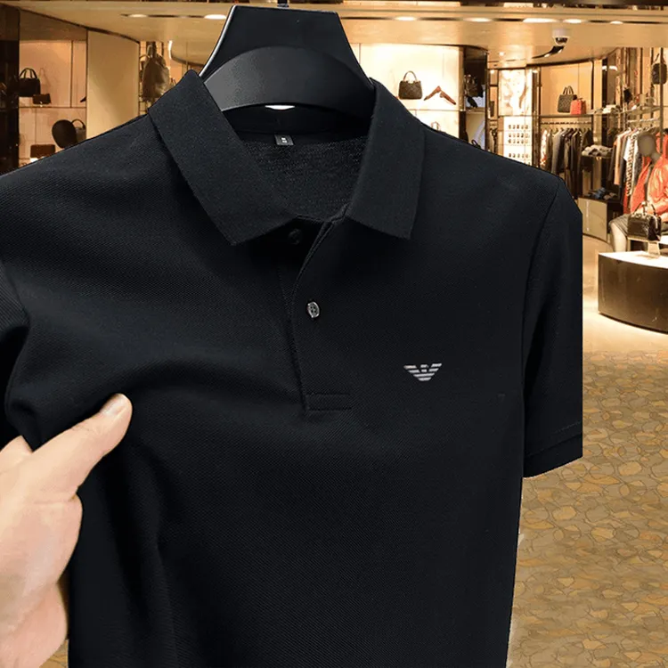 短袖男t恤夏季新款男士短袖t恤中年男装商务万针刺绣polo衫男款