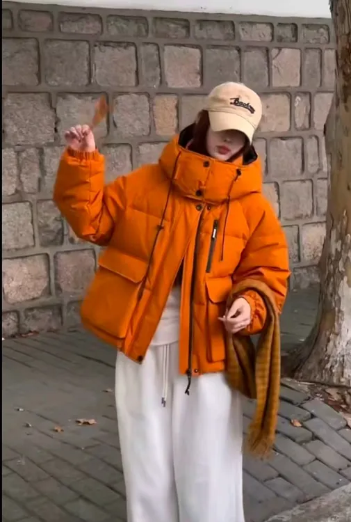 8825款石墨烯云绒棉服连帽秋冬女短款插肩袖拉链休闲常规ins纯色Y