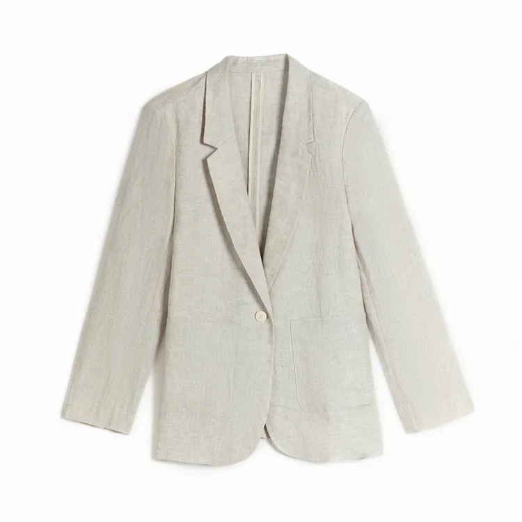 夏季修身显瘦亚麻西装时尚百搭休闲外套