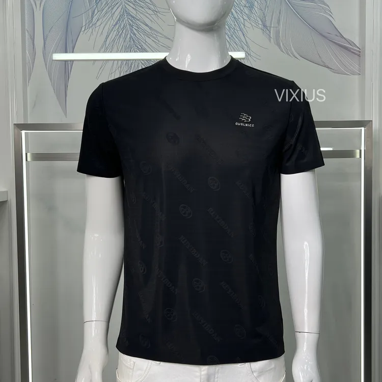 VIXIUS/维哲25春夏新品薄款男士百搭潮流提花短袖圆领T恤#V136