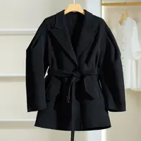  【麦笛06】F330  女装秋季中长款双面呢大衣 