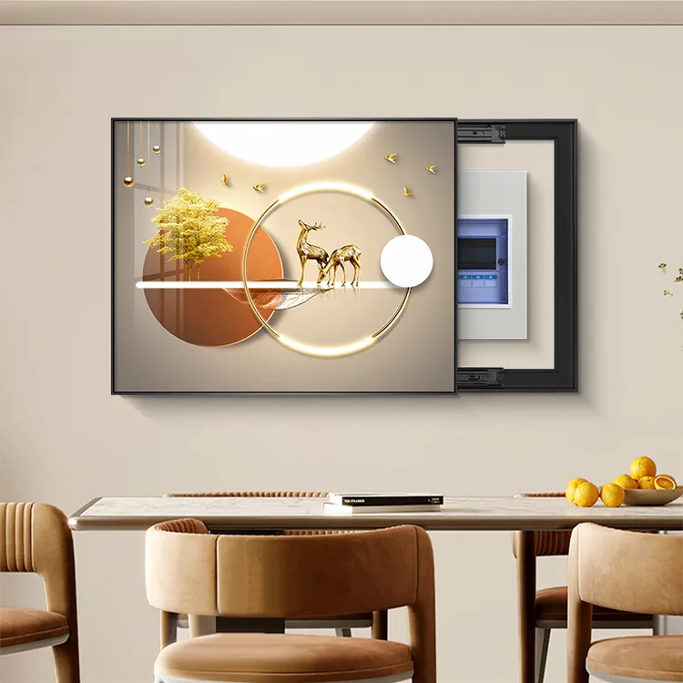 轻奢电表箱装饰画2025新款客厅配电箱电闸开关免打孔家用遮挡挂画