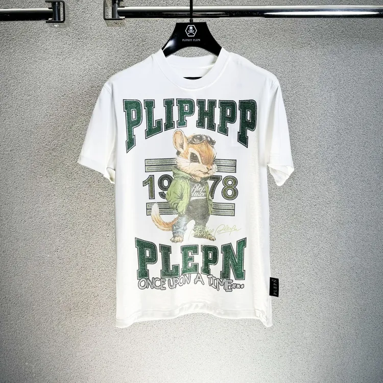 PLIPHPP PLEPN正品PP闪钻松鼠先生男士修身弹力液氨短袖T恤衫1756