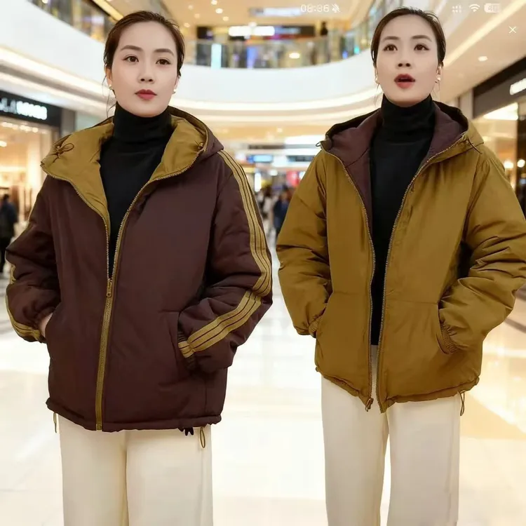 [双面穿]里外可穿棉衣撞色不分正反面棉服外套2025冬季新款夹棉