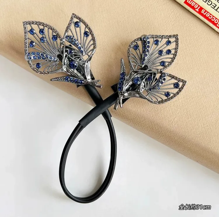 盘发器丸子头蝴蝶头饰复古发夹扭扭夹盘发神器懒人女飞叶马蹄莲