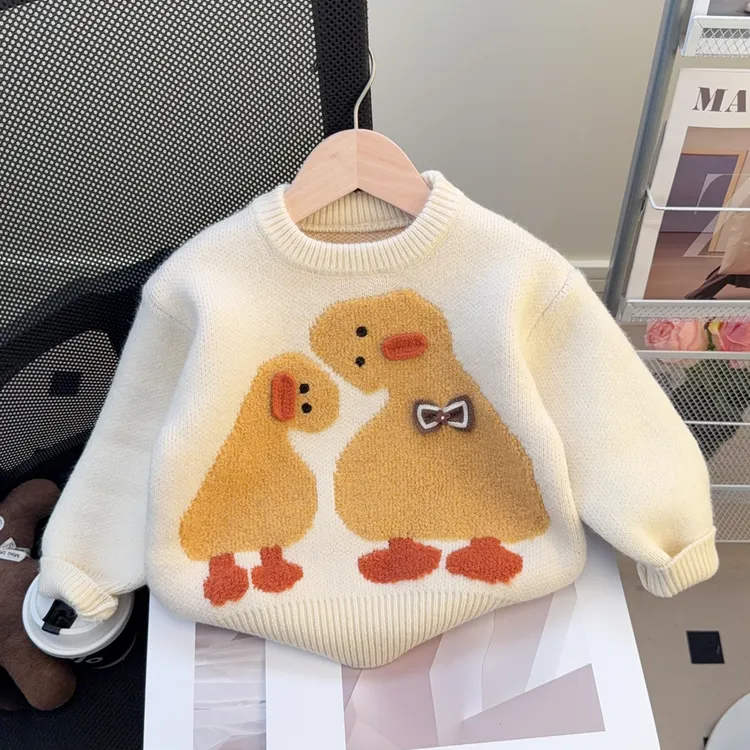 女童洋气卡通毛衣儿童秋冬装新款女宝宝针织打底衫小女孩线衣时髦