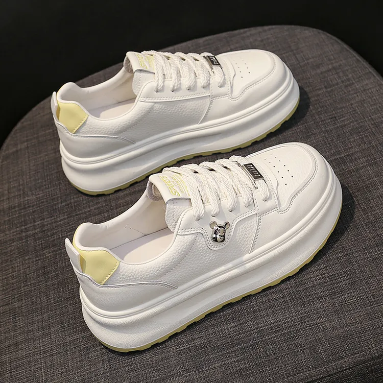 女鞋小白鞋2025春秋季新款小个子休闲鞋子女款厚底小熊运动鞋板鞋