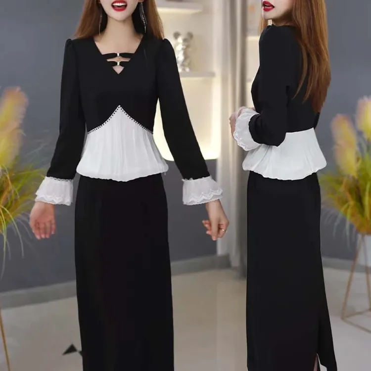 【两件套】黑色套裙优雅气质时尚减龄休闲显瘦两件套D3379