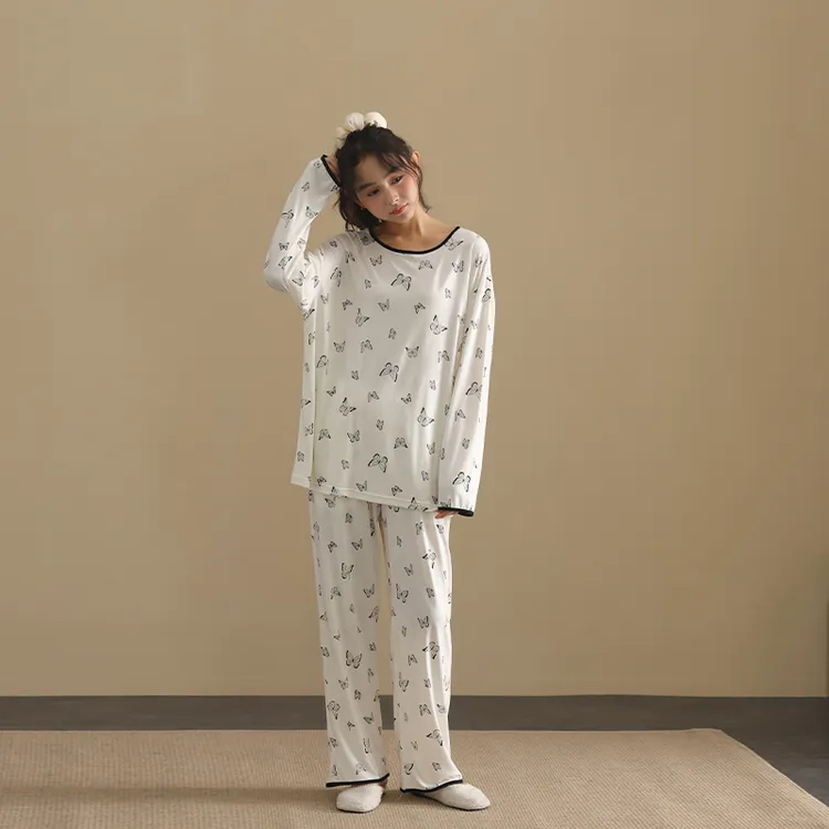 【超柔软】美家臣新款莫代尔睡衣女春秋季休闲长袖可外穿家居服套