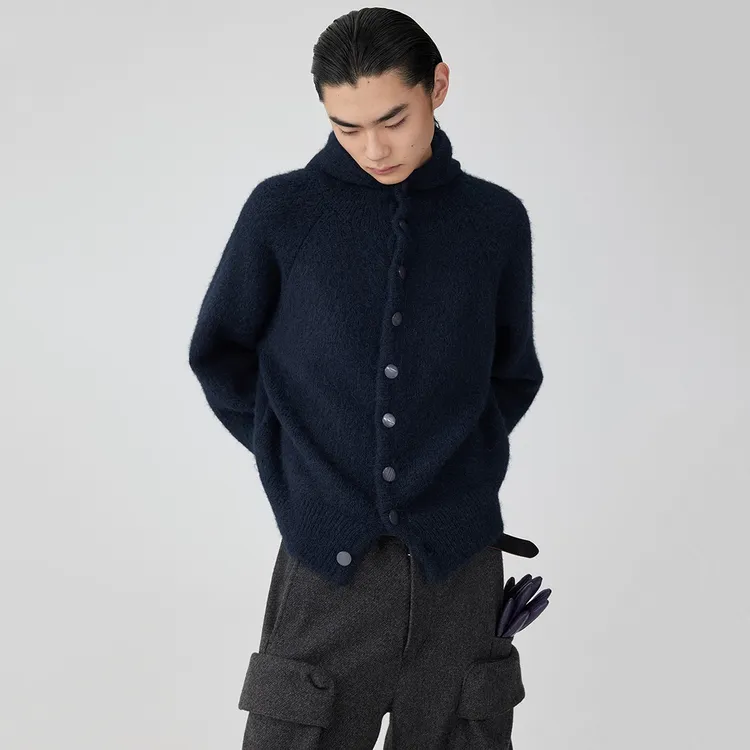 Simple Project*Hooded Sweater 羊毛混纺连帽纽扣毛衣