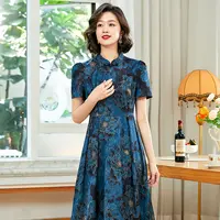 朵拉芭娜旗袍改良版连衣裙夏季2025年新款中国风印花长款25032
